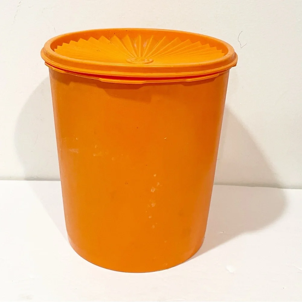 Vintage Tupperware Orange Servilier Canister Large Storage Container‎ With Lid